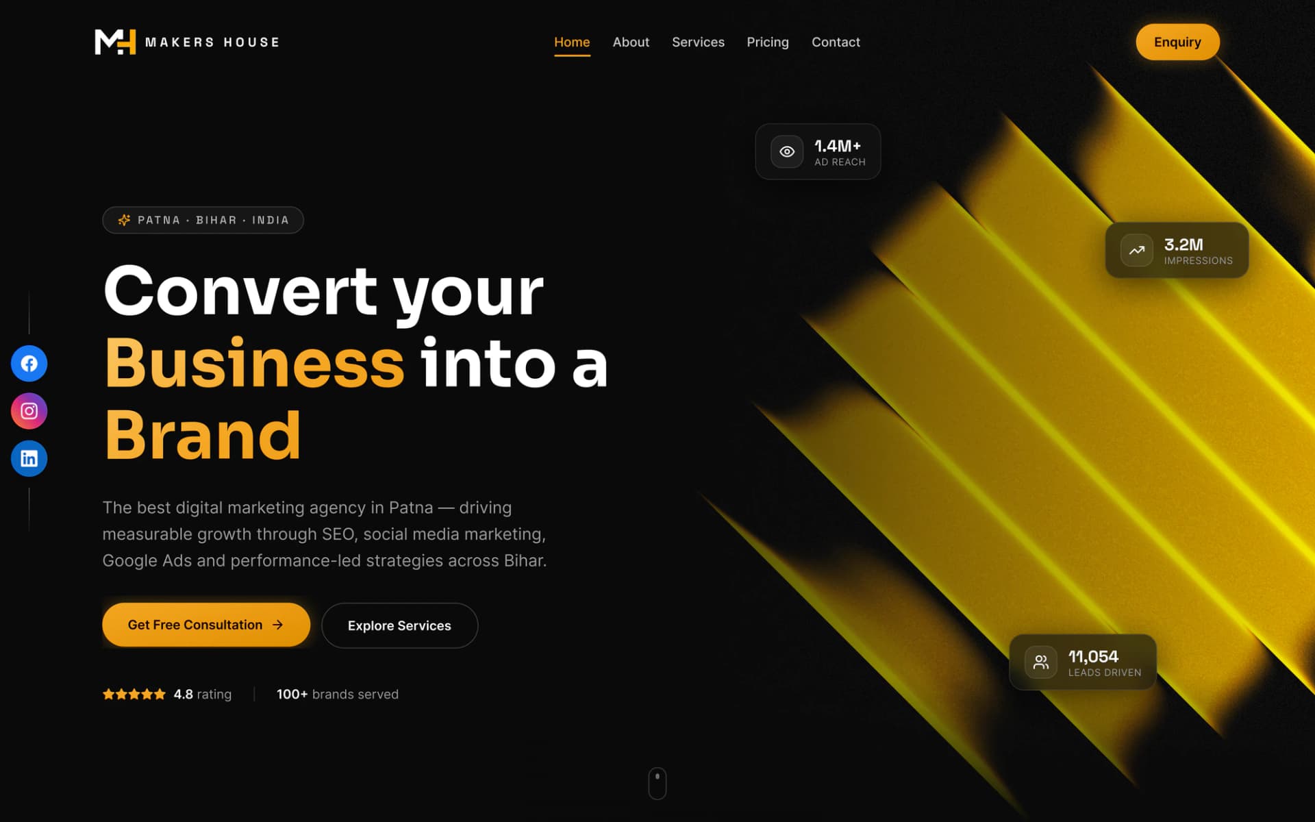 Digital Marketing Agency Website — Makers House — Business-to-Brand Agency. Web UI/UX design by Shubham Saurabh.