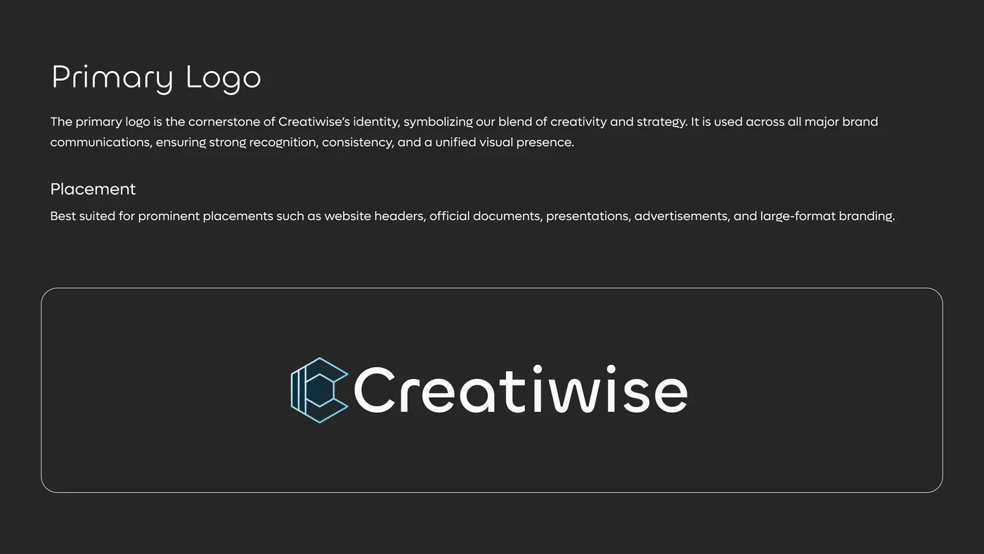 Creatiwise Brand Guideline Complete Brand Identity System — Branding UI/UX design, screen 6 of 19