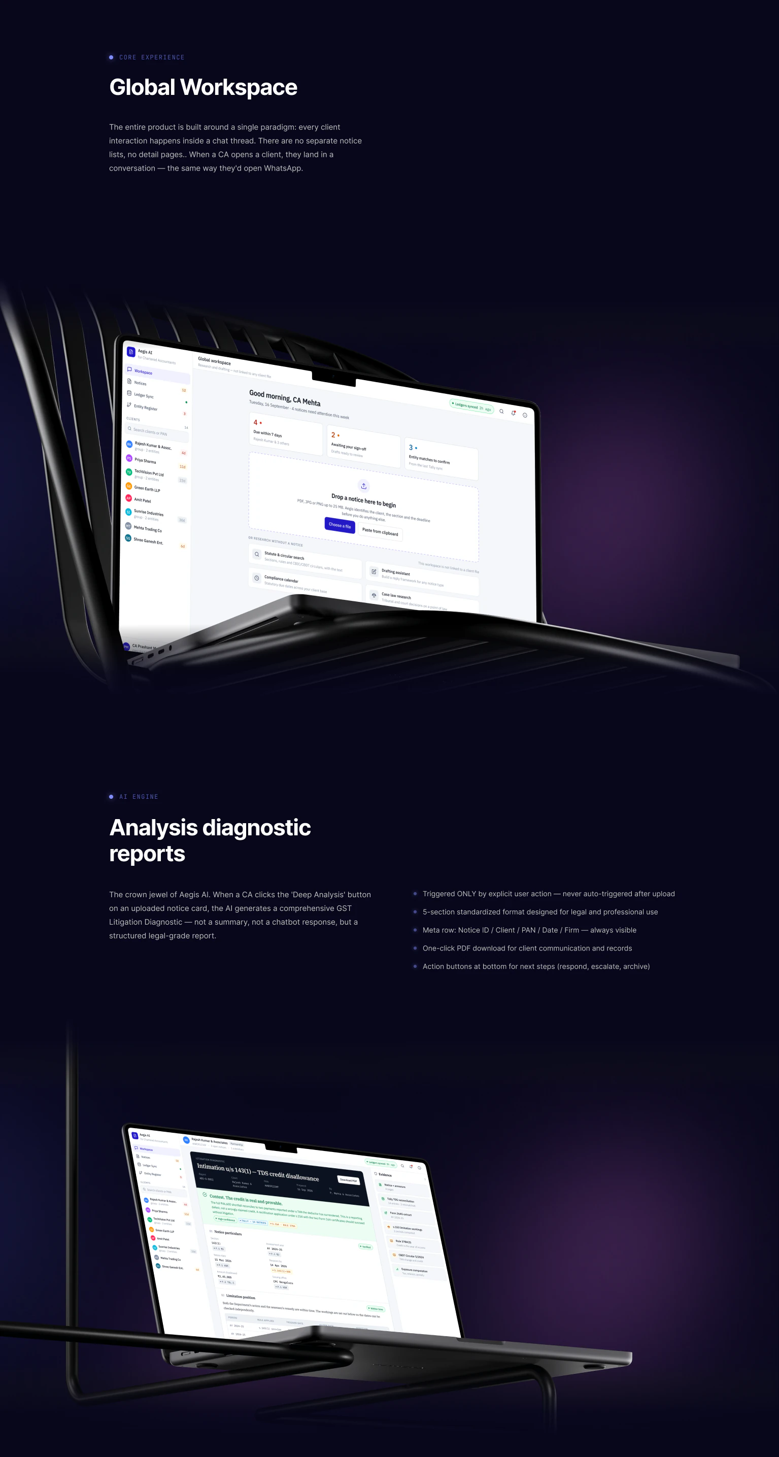 AI-Powered Tax & Compliance SaaS Aegis AI — Tax Notice Litigation Platform — Web, AI, SaaS UI/UX design, screen 5 of 7