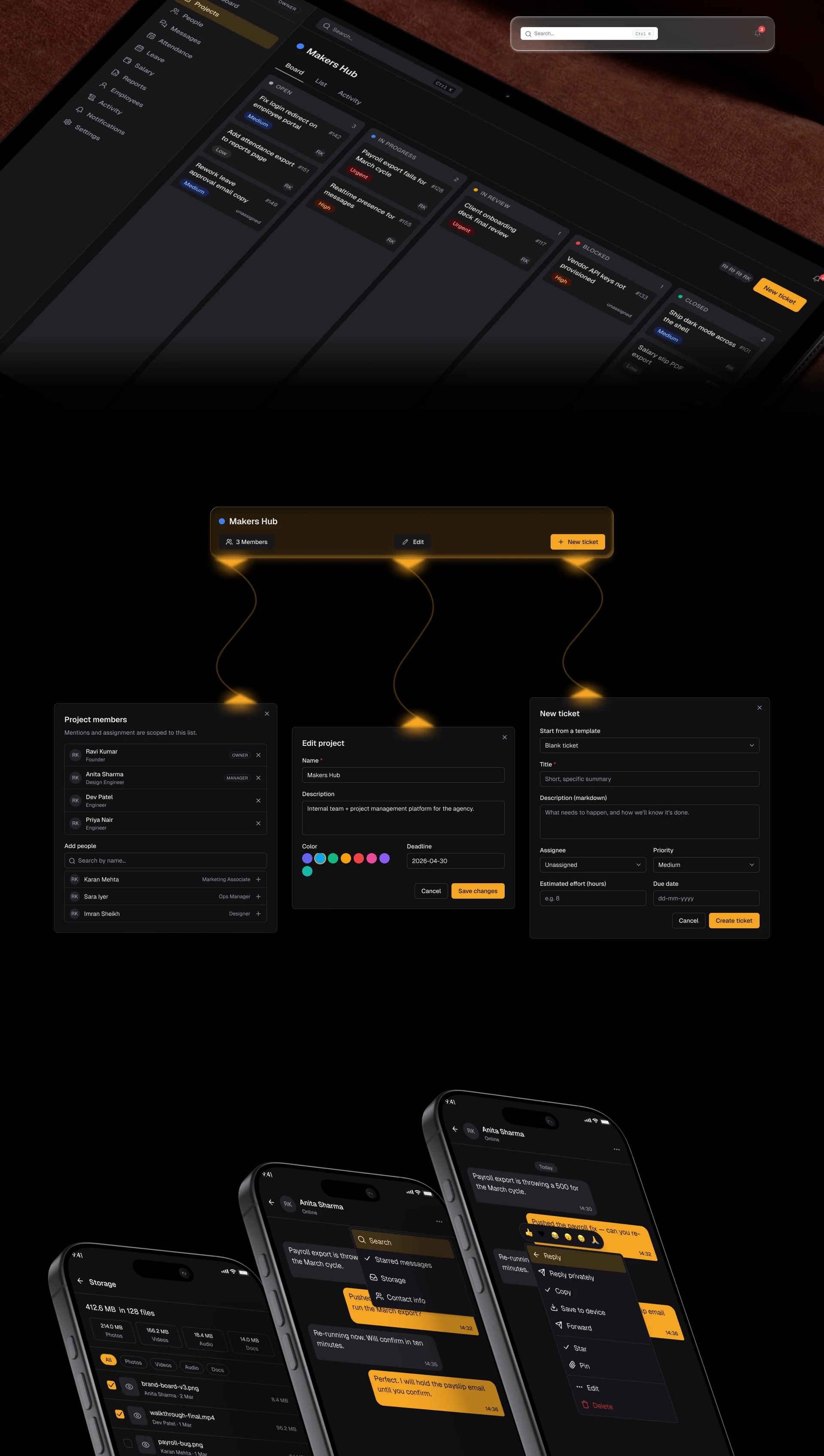 Team Management Web App Makers Hub — Agency Operations Platform — Web, SaaS, Admin Panel UI/UX design, screen 6 of 8